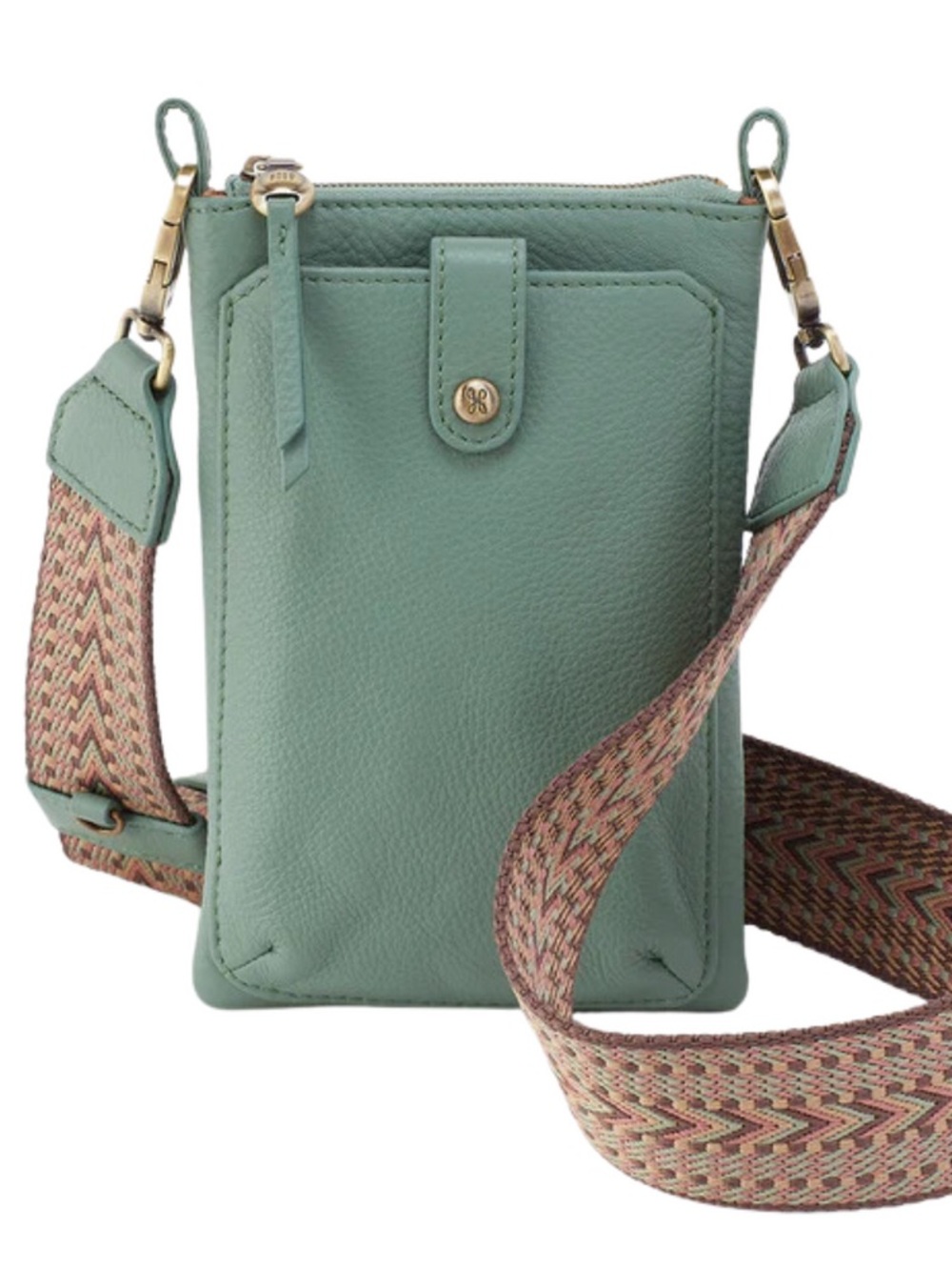 HOBO NWT Leather Seafoam Crossbody Phone Bag with Woven Strap